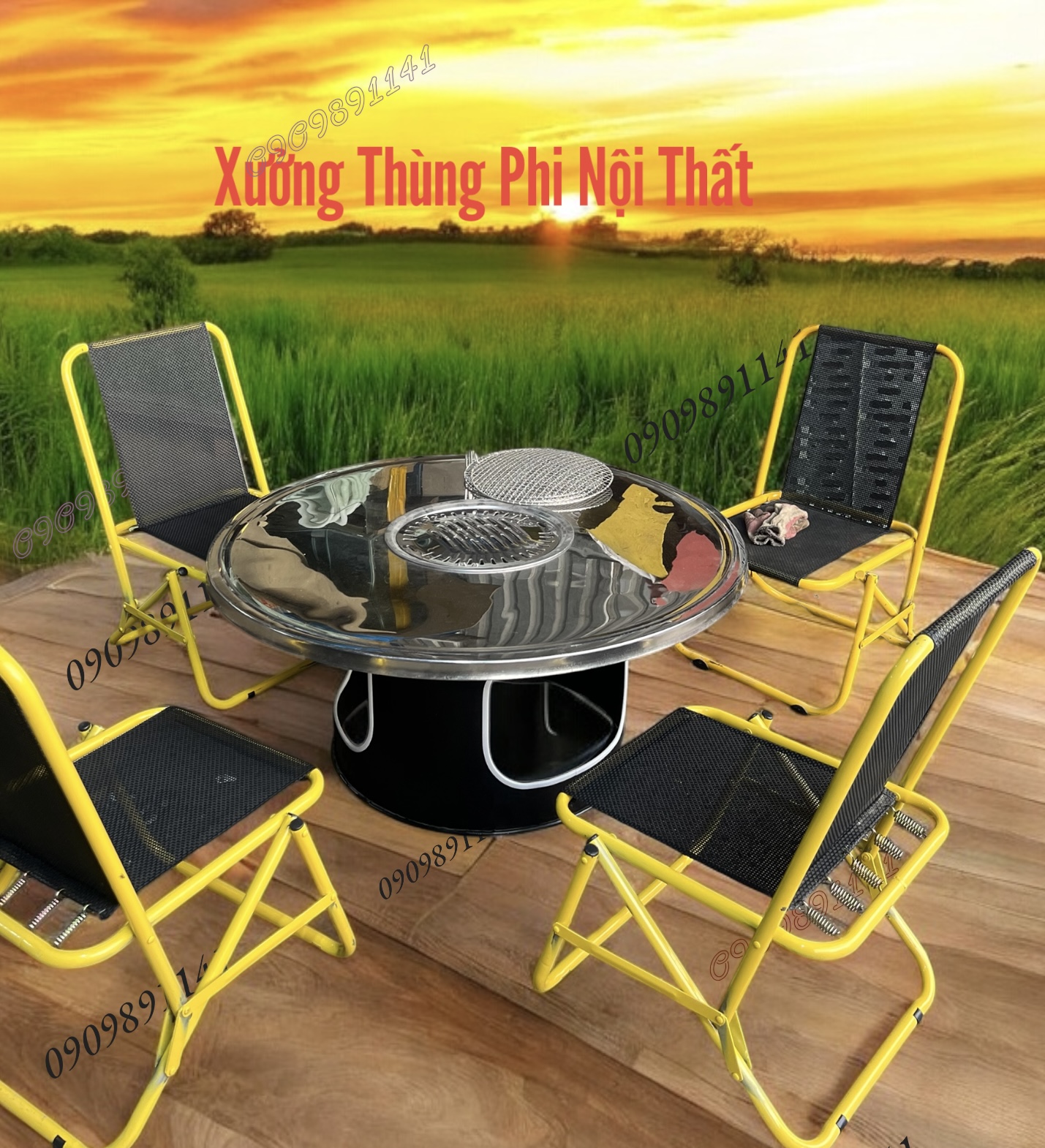 Bộ bàn nướng inox thùng phi