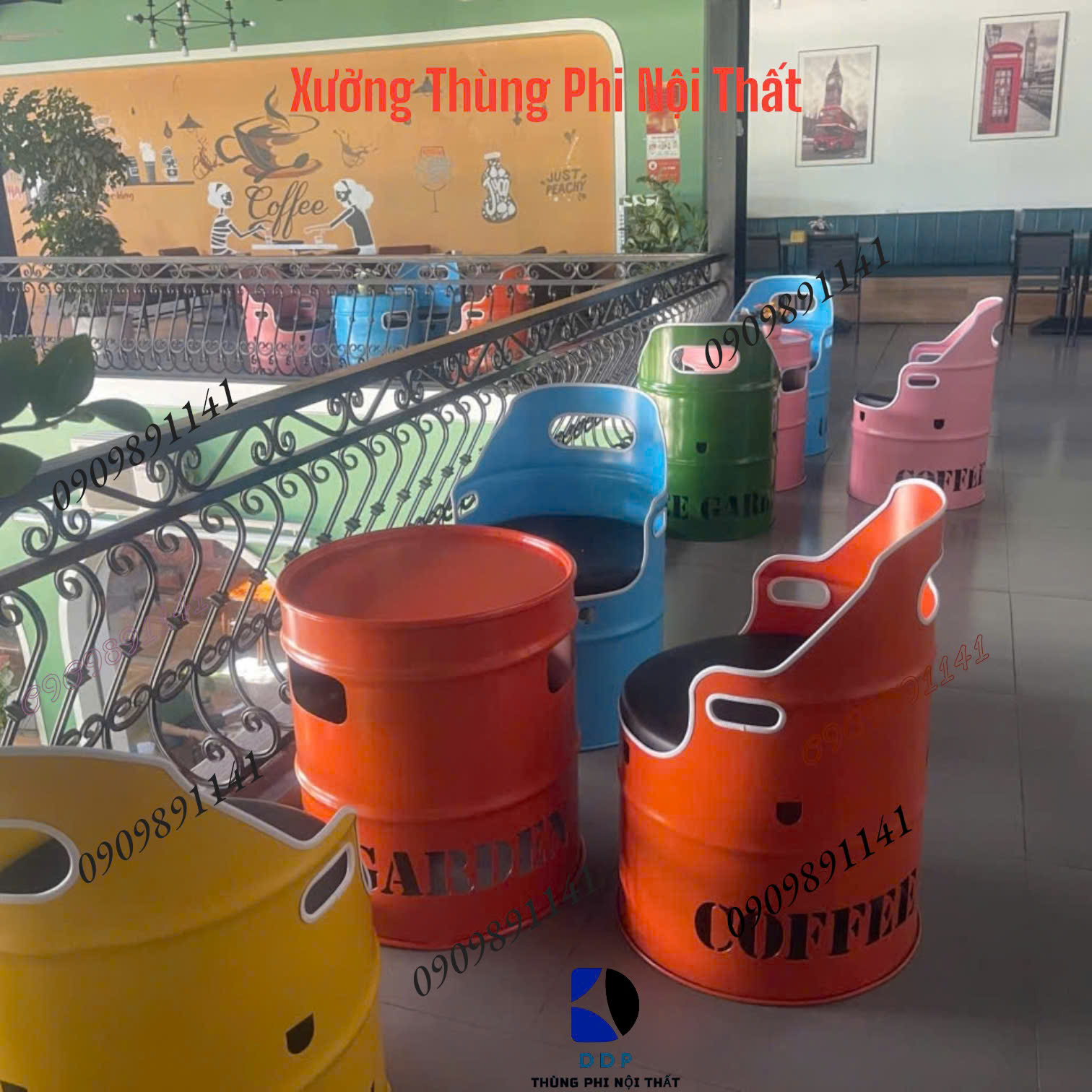 Mẫu bàn ghế thùng phi cafe