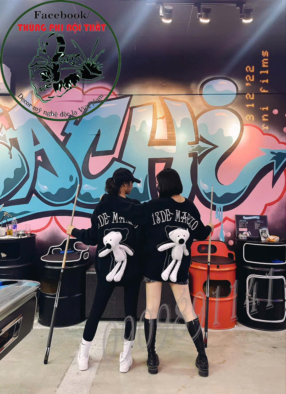 Bộ bàn ghế thùng phi cho quán bida 