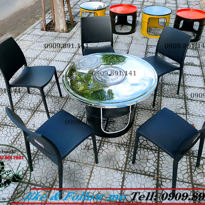 Bàn nướng thùng phi ngoài trời cho quán vỉa hè