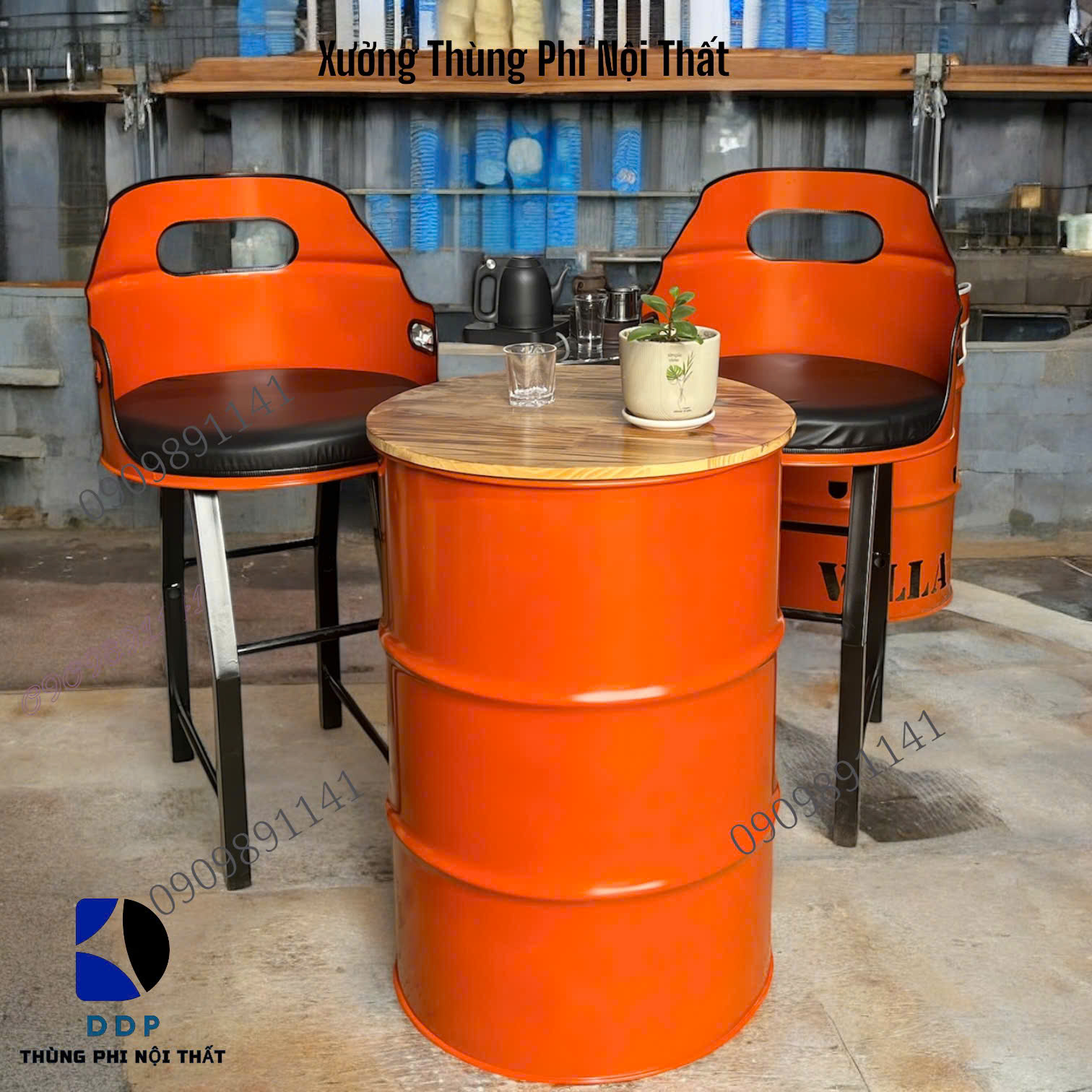 Bàn ghế thùng phi quán cafe có nhiều ưu điểm vượt trội