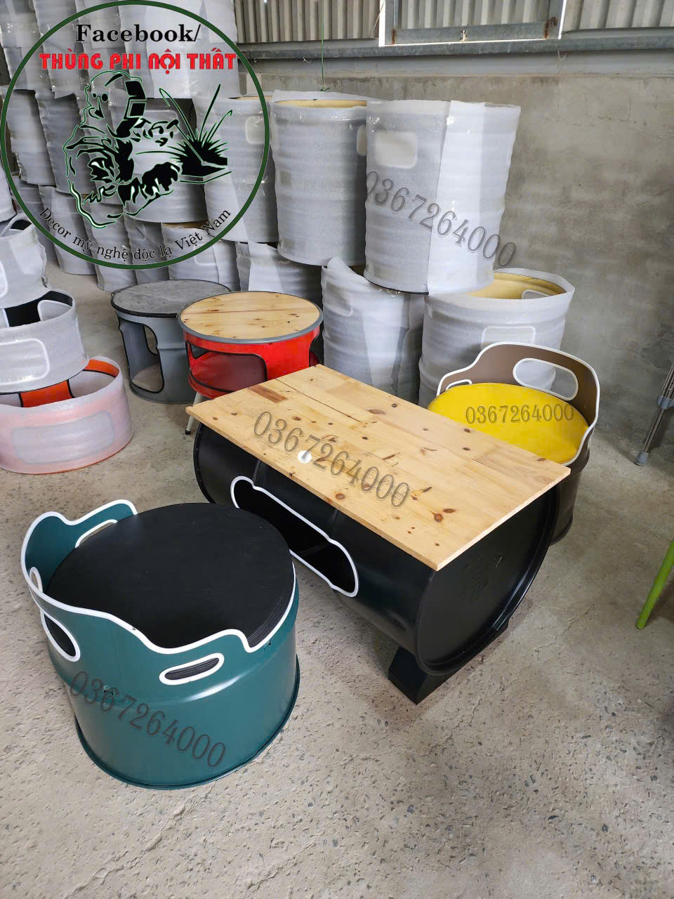 Bàn thùng phi hình chữ nhật