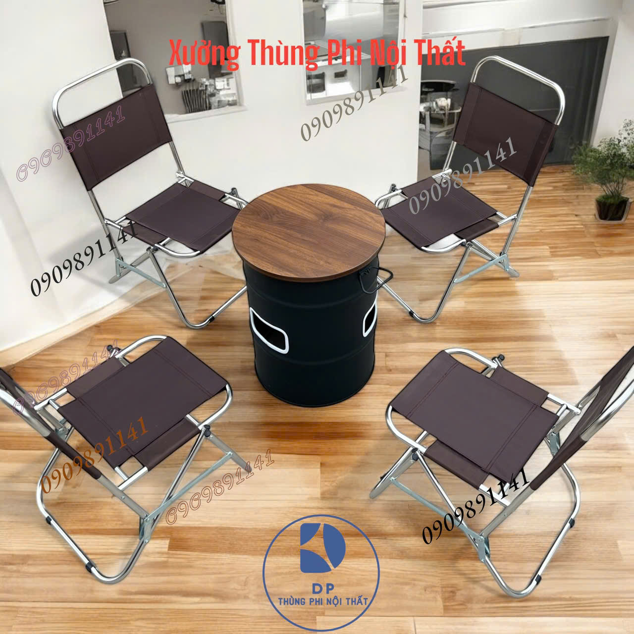Bàn ghế thùng phi