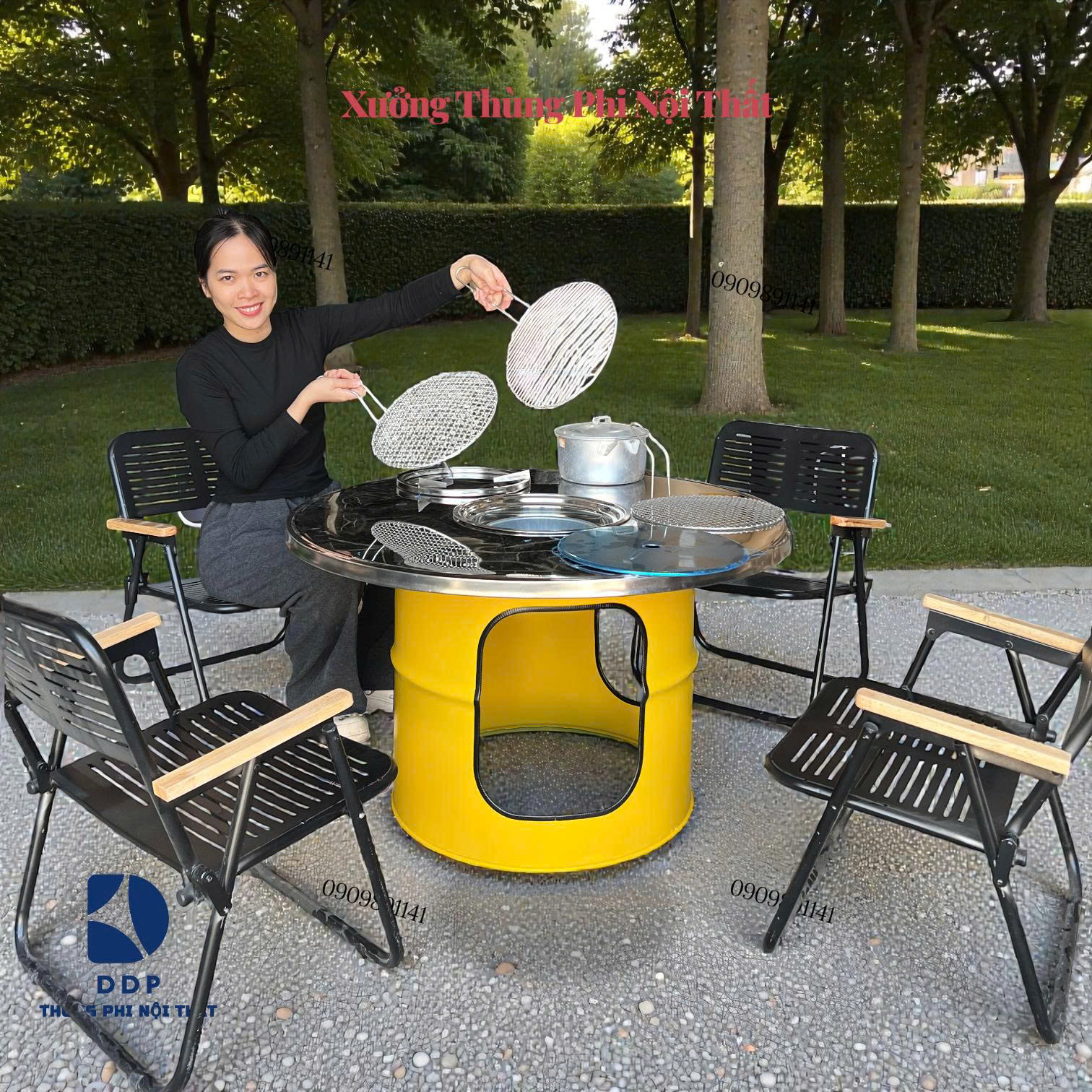 Bàn nướng than mặt inox