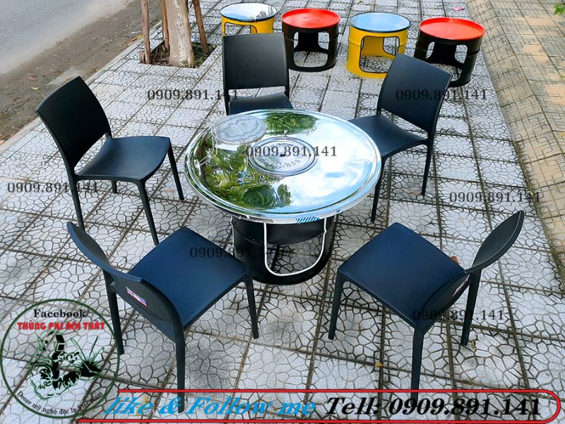 bàn ghế làm từ thùng phi