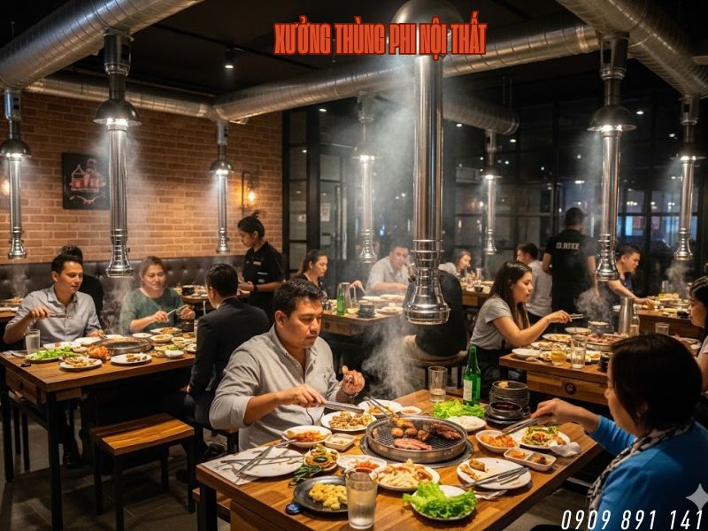 thi công hệ thống hút khói quán nướng
