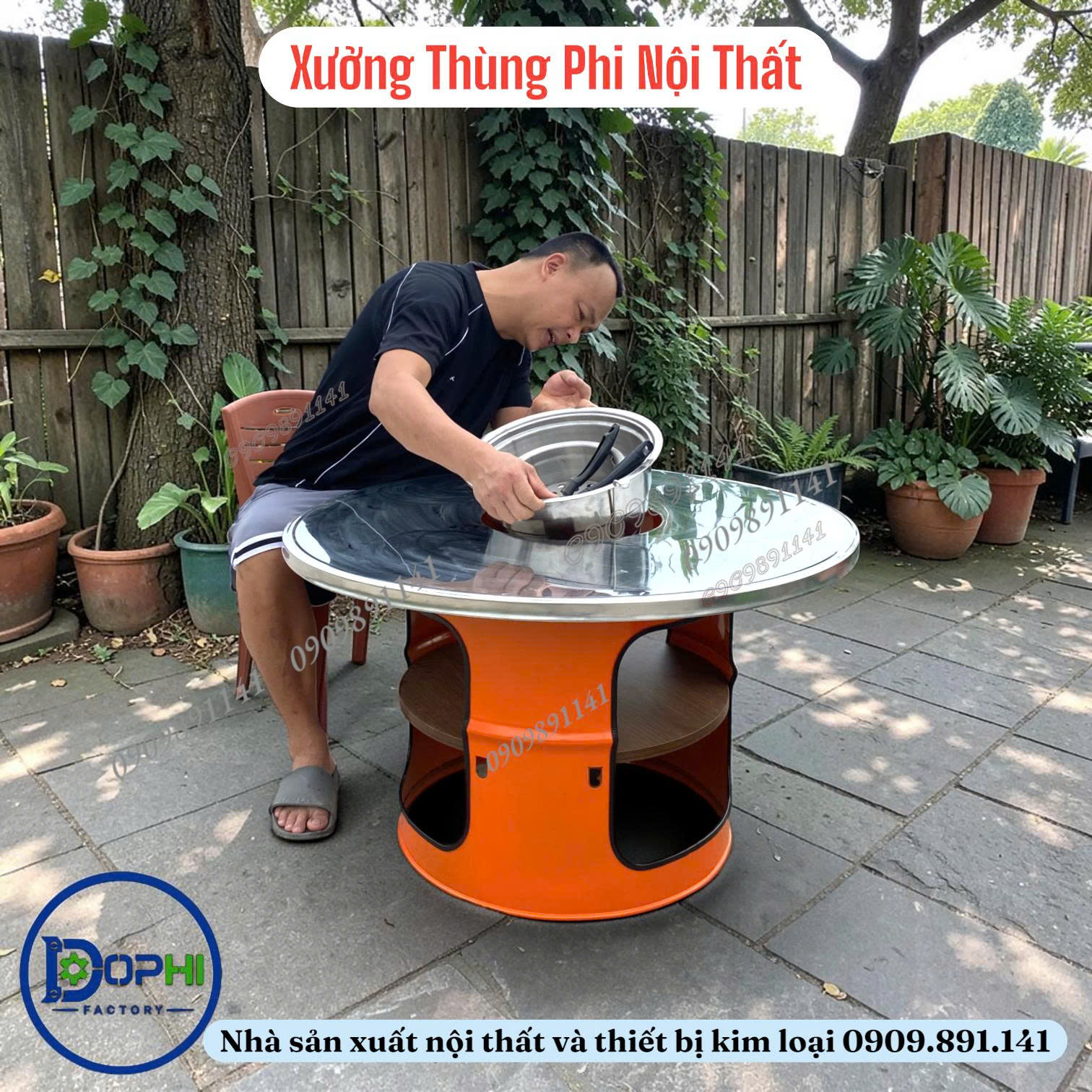 Mẫu bàn nướng thùng phuy 2 tầng